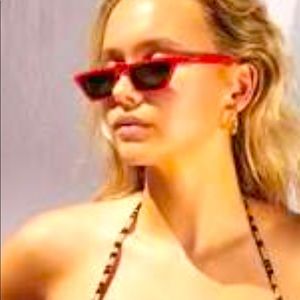 Red designer cat eye sunglasses